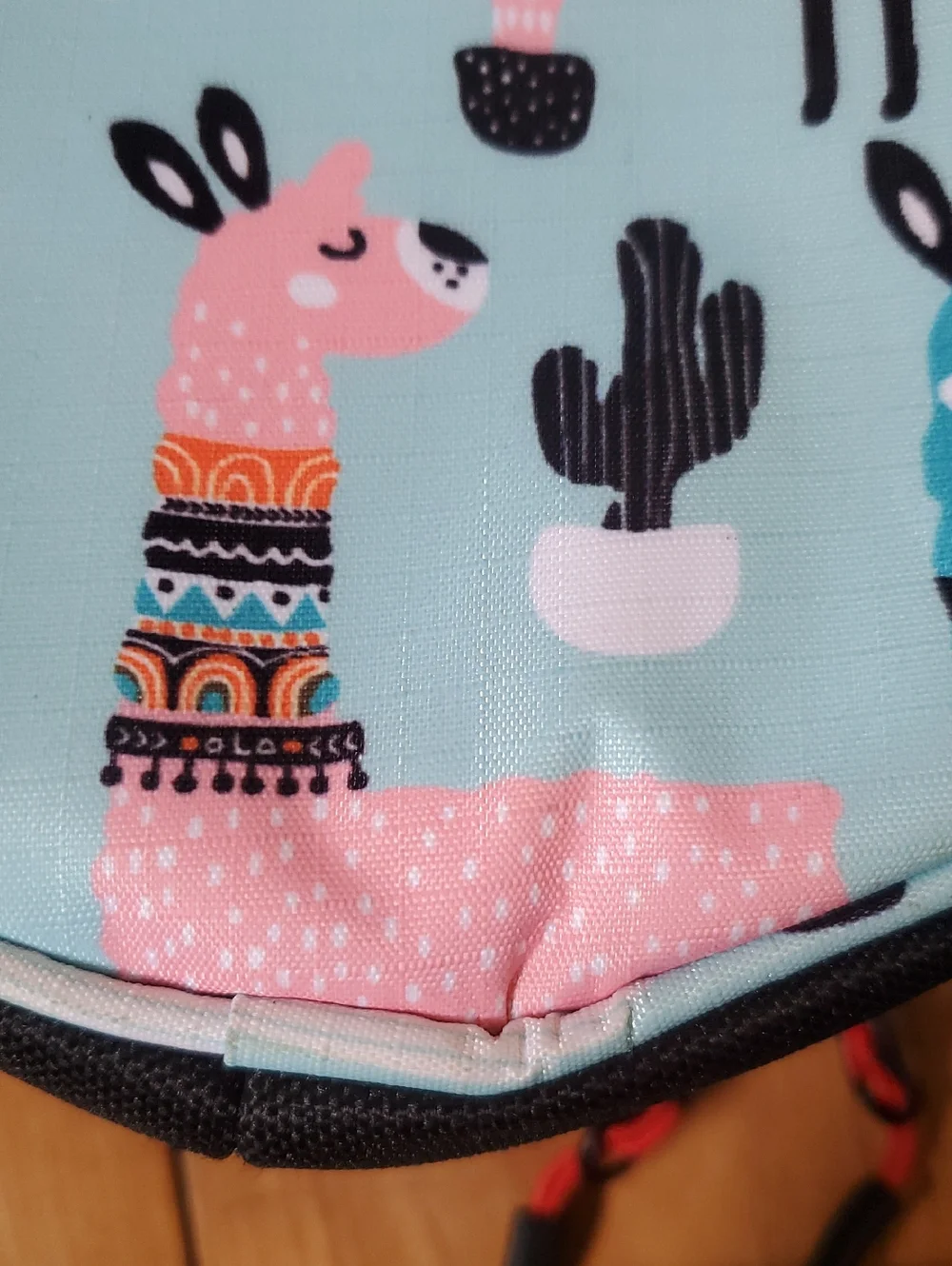Round Bag with Turquoise Llama Print